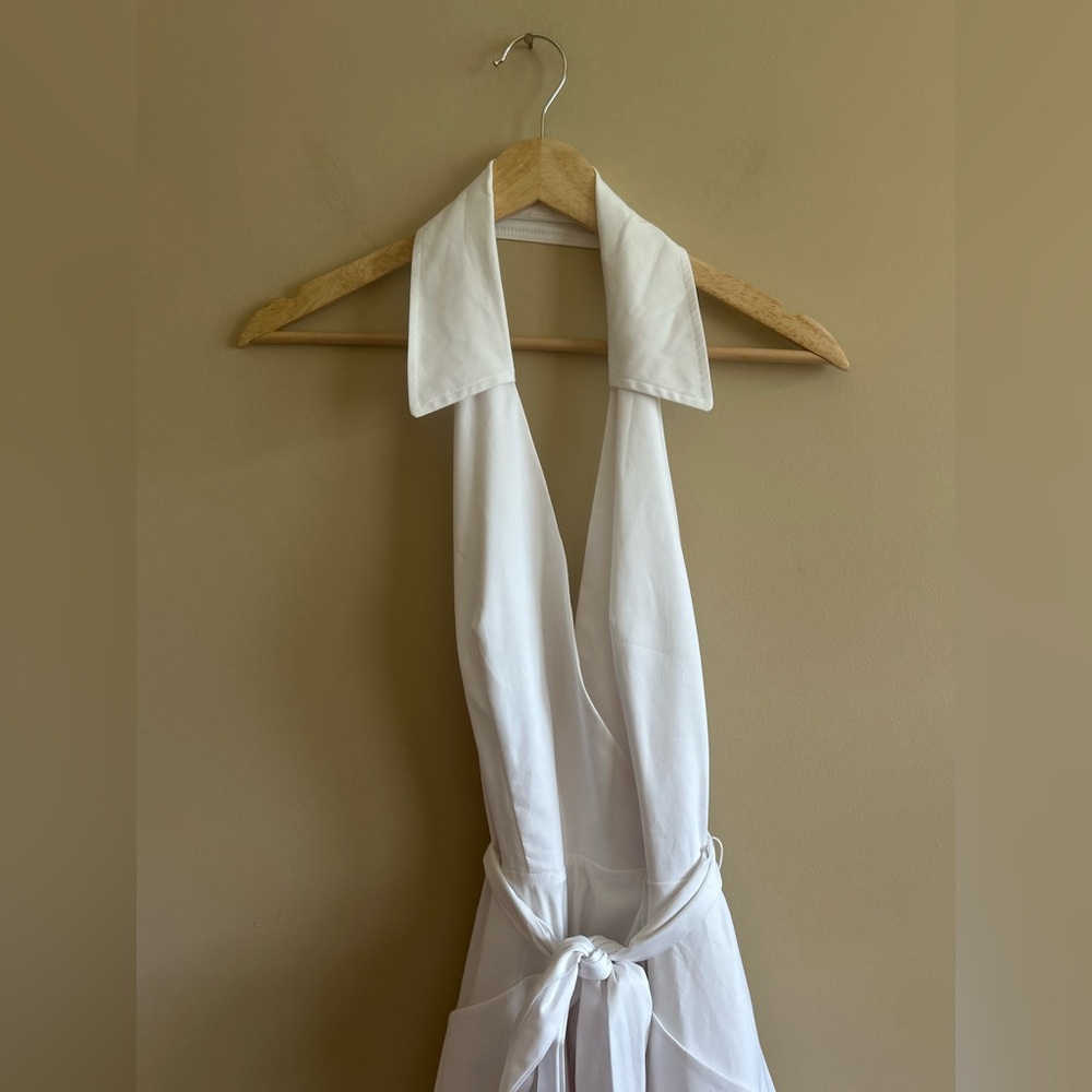 MILLY | Elegant White Halter Dress, Collared, Hi-Low, Fashion Week 2016, Size 6 - Picture 10 of 12